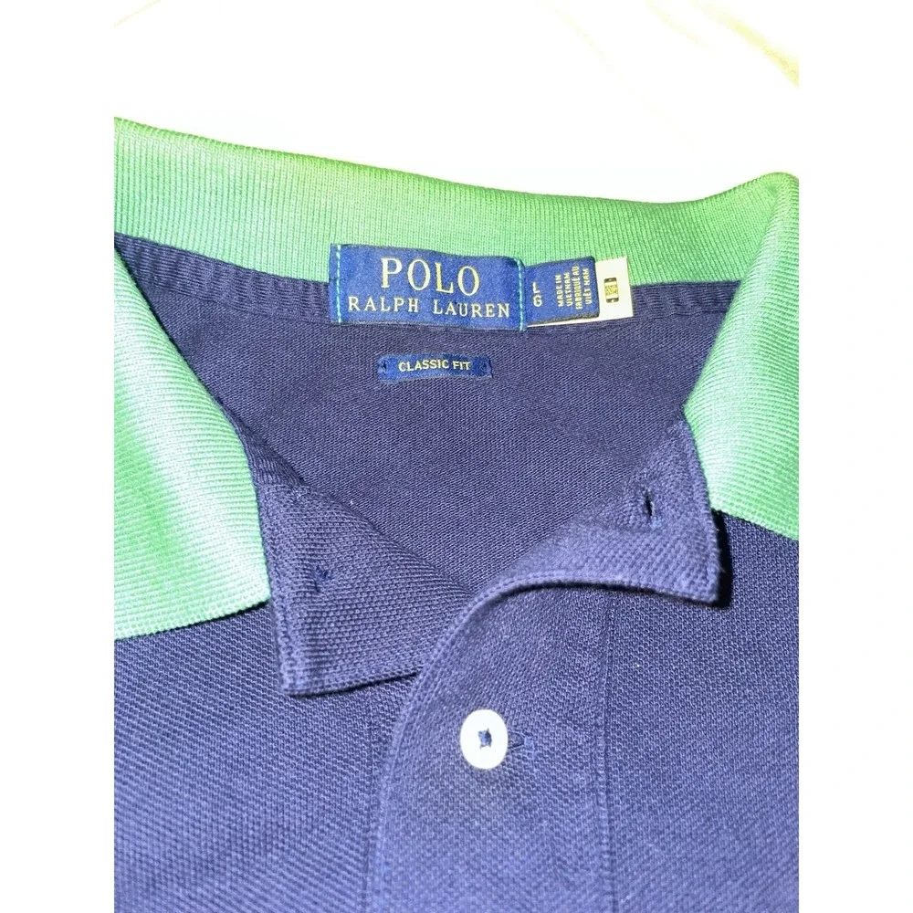 Polo Ralph Lauren Mens L Big Pony Crest Short Sleeve Classic Fit Polo Shirt Navy